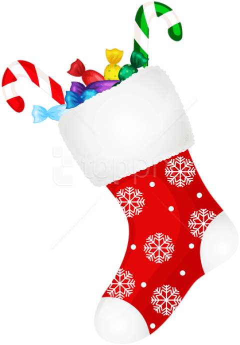 Christmas Stocking With Candies Png Png - Christmas Stocking Candy Clipart Transparent Png (480x689), Png Download
