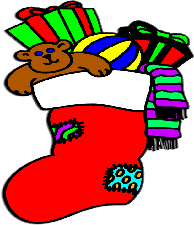 Stuffed Christmas Stocking Gifts For Him - Stocking With Presents Clipart - Png Download (750x750), Png Download
