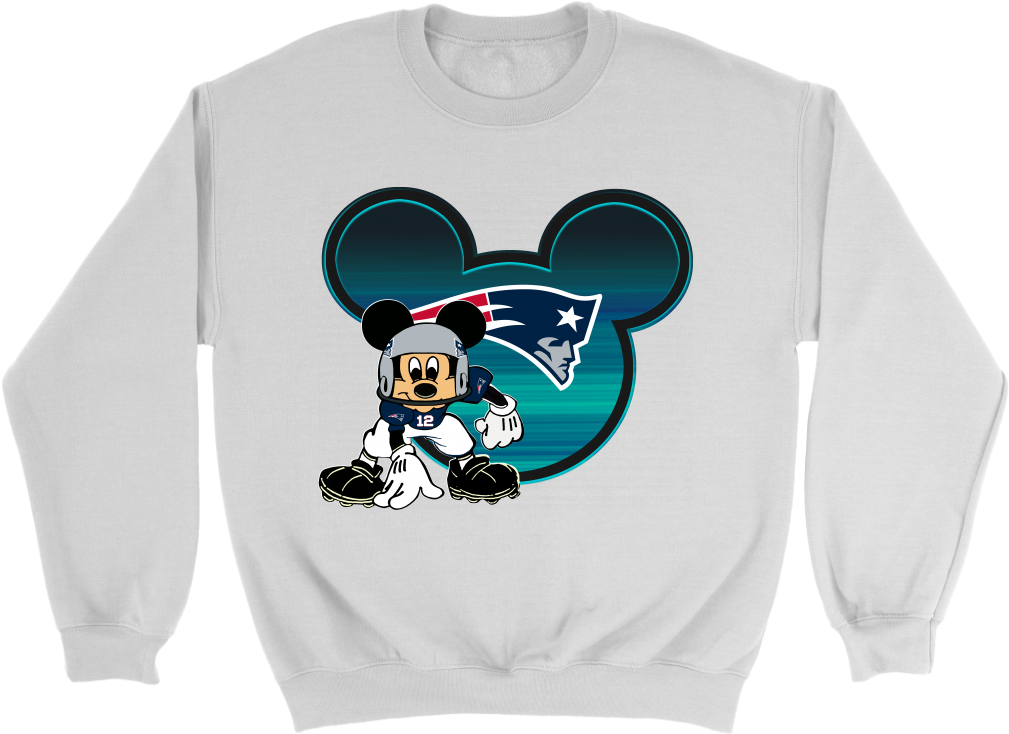 New England Patriots Mickey Mouse Football Sweatshirt - Crew Neck Clipart (1024x1024), Png Download