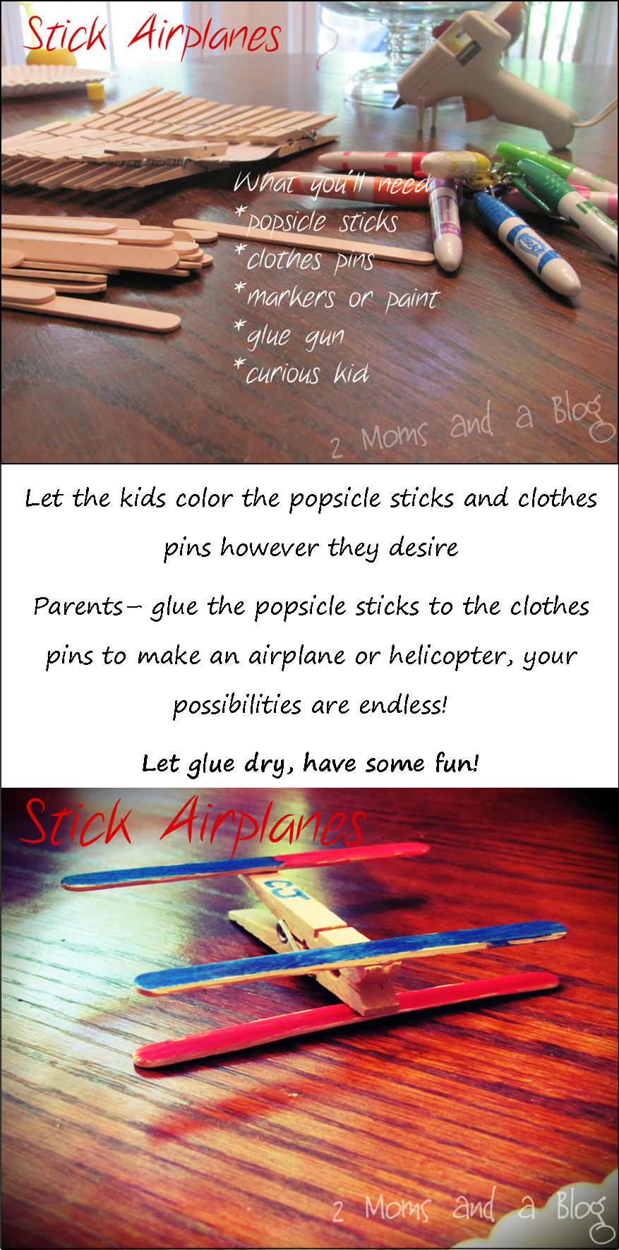 Stick Airplanes Toddler Craft - Plywood Clipart (877x1771), Png Download