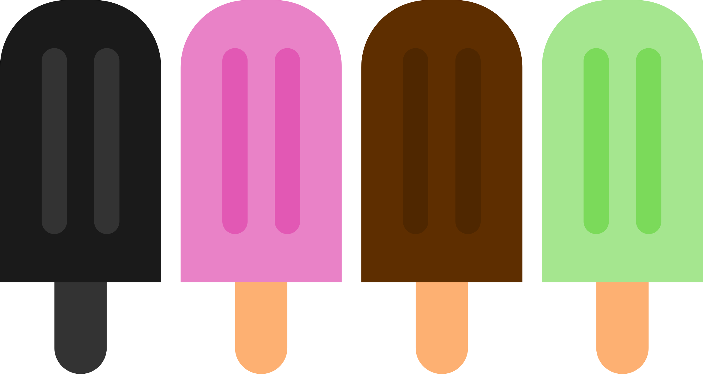 Minimalist Popsicle Vector Icons Png - Ice Cream Popsicle Clipart Transparent Png (2400x1278), Png Download