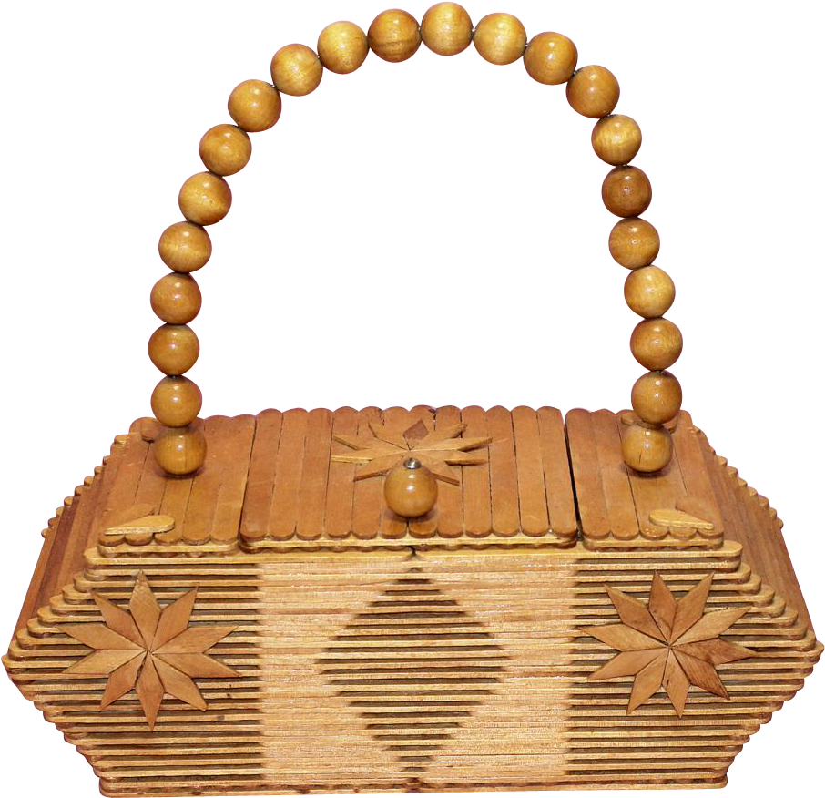 Vintage 60s Mod Folk Art Popsicle Stick Hand Bag/purse - Handbag Clipart (905x905), Png Download