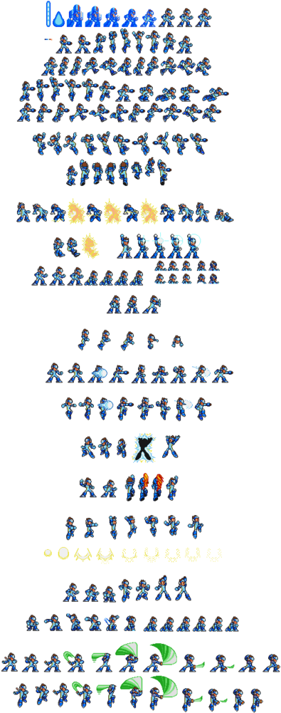 Photo Starforce Megaman X Style Sprite Sheet Base Colors - Megaman X Sprites Clipart (429x1024), Png Download