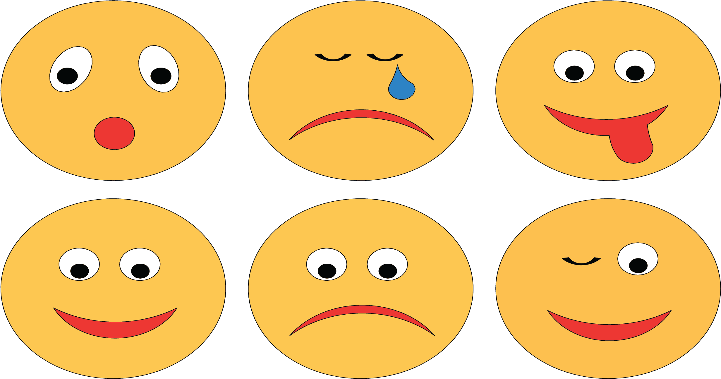 Set Of 4 Pcs Emoji - Smiley Clipart (3000x1373), Png Download