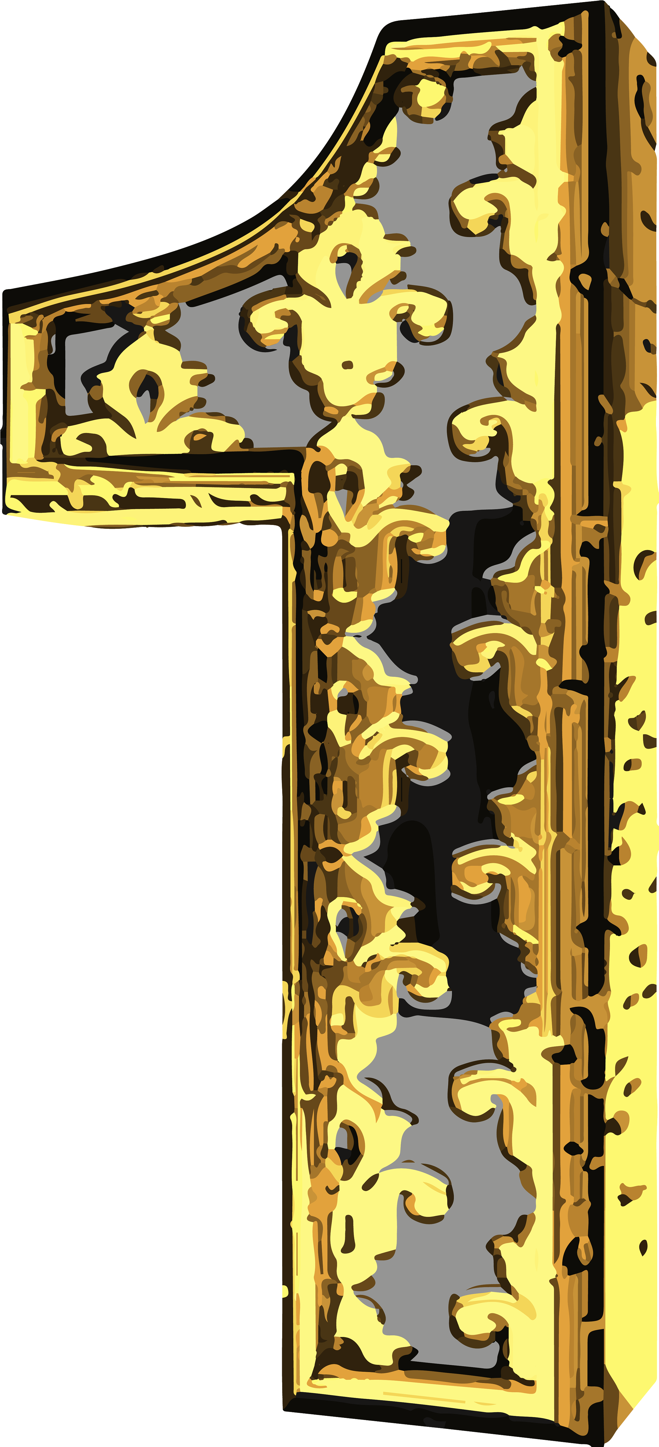 Elegant Vintage Number One Png Clip Art Image - Elegant Numbers Png Transparent Png (2328x5000), Png Download