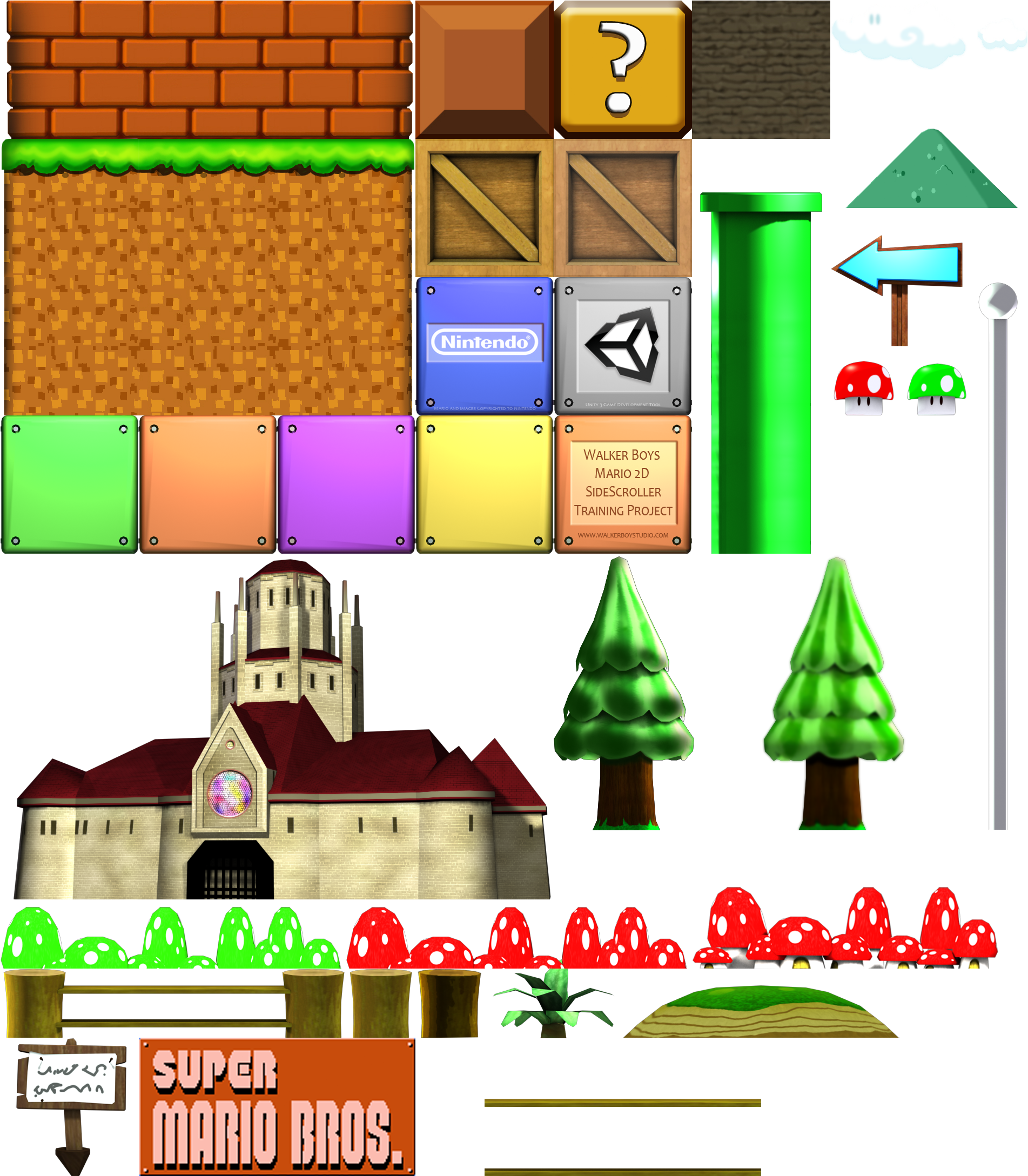 Mario Sprite Sheet - 2d Mario Assets Clipart (2176x2176), Png Download