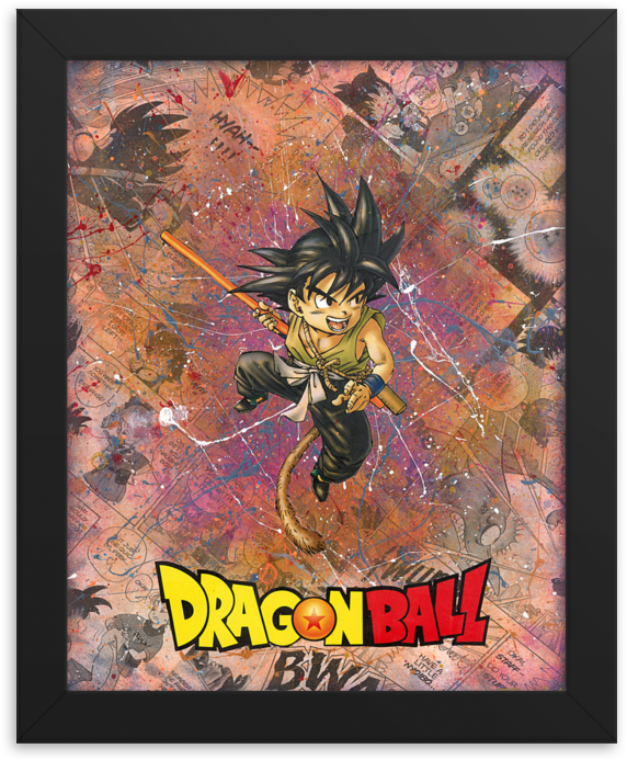 Kid Goku Dragonball Comic Canvas Framed Reproduction - Visual Arts Clipart (1000x1000), Png Download