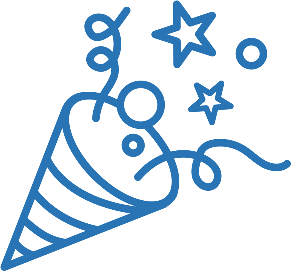 Celebrate Blue - Black And White Confetti Popper Png Clipart (1000x1000), Png Download