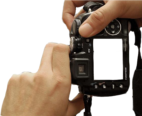 Camara Foto Png - Camera With Hand Png Clipart (700x448), Png Download