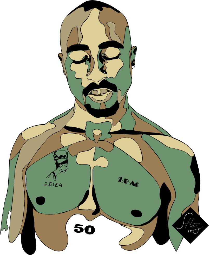 Tupac Shakur Clipart Rapper - Tupac As Cartoon Png Transparent Png (992x1417), Png Download