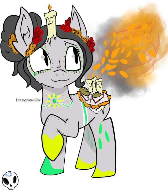 Foxsystem12, Candle, Colours, Dia De Los Muertos, Ear - Dia De Los Muertos Sugar Skull Marigolds Clipart (768x1024), Png Download