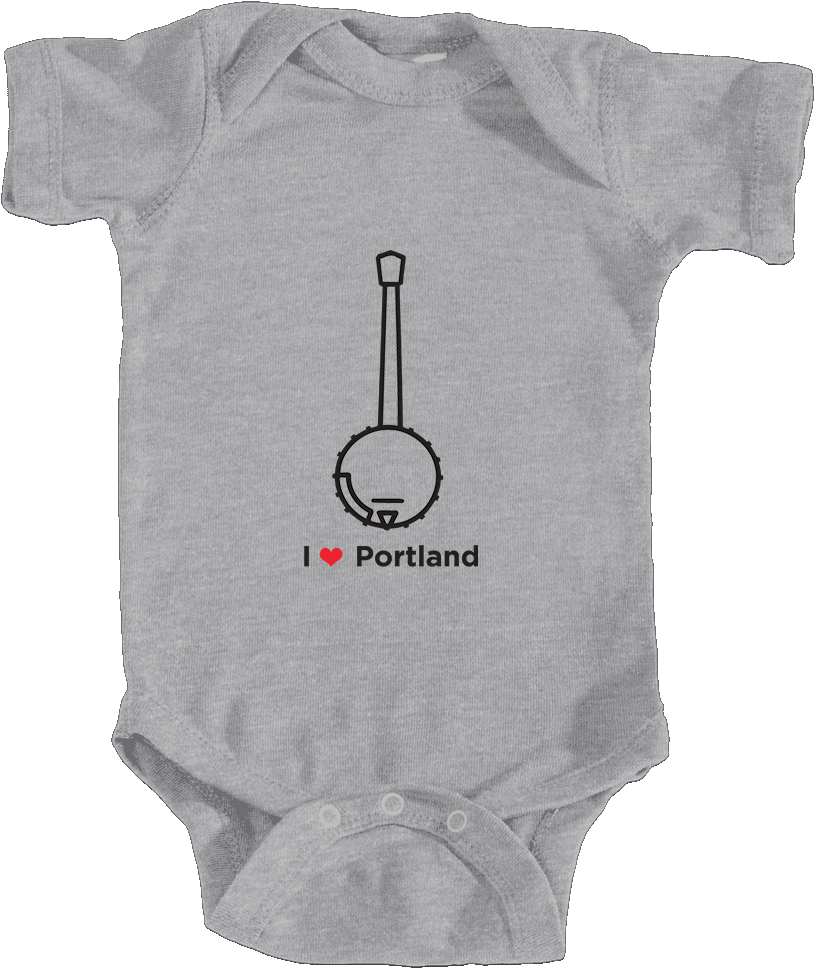 I Heart/love Portland, Oregon Bluegrass Banjo Infant Clipart (814x968), Png Download