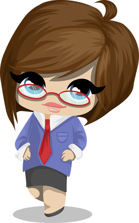 Little School Girl - Chibi Business Woman Clipart (449x720), Png Download