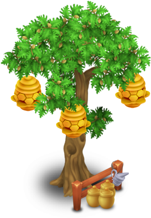 Beehive Tree - Tree With A Beehive Clipart (493x713), Png Download