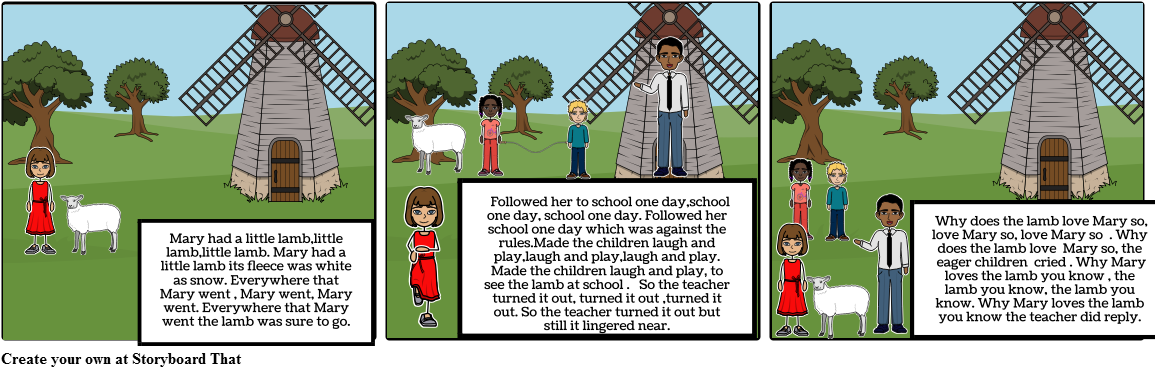 Mary Had A Little Lamb - Cartoon Clipart (1164x385), Png Download