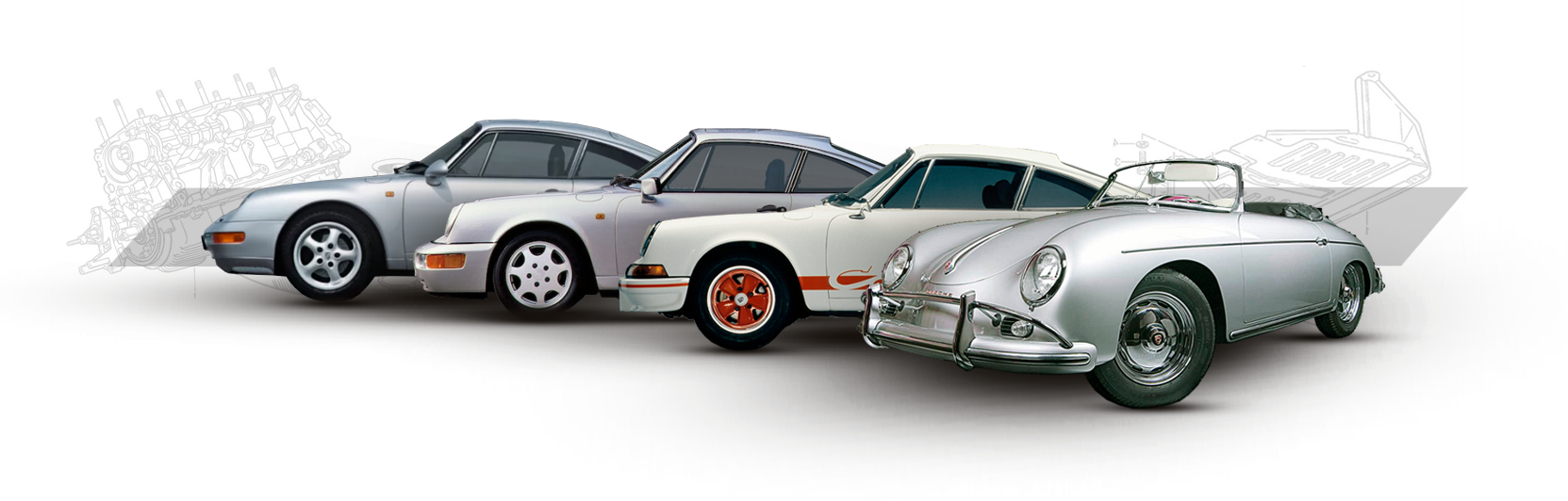 1663 X 532 4 - Porsche 911 Porsche 356 Clipart (1663x532), Png Download