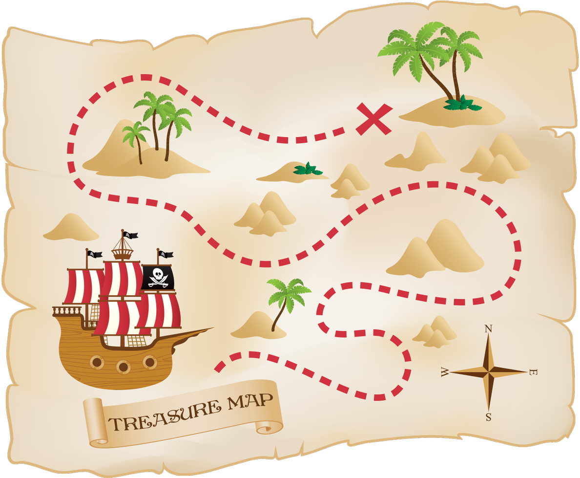 The Tall Ship - Fun Treasure Map For Kids Clipart (1200x977), Png Download