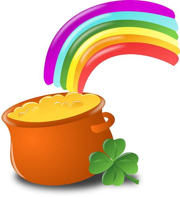 Luck, Rainbow, Gold, Pot, Four-leaf Clover, Shamrock - Transparent St Patricks Day Clipart - Png Download (584x640), Png Download