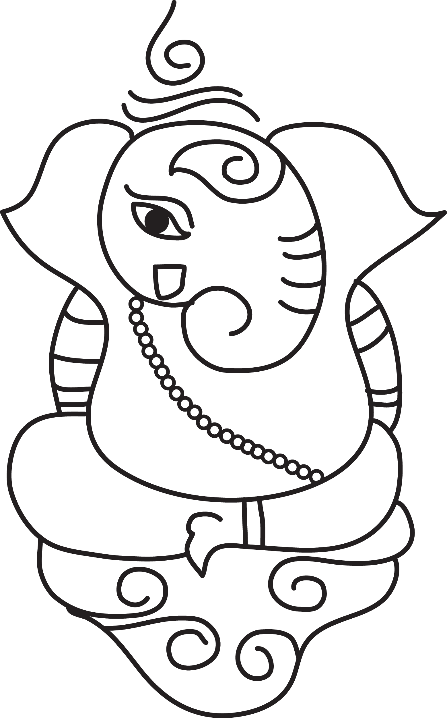 Out Line Ganesh - Line Art Clipart (1558x2500), Png Download
