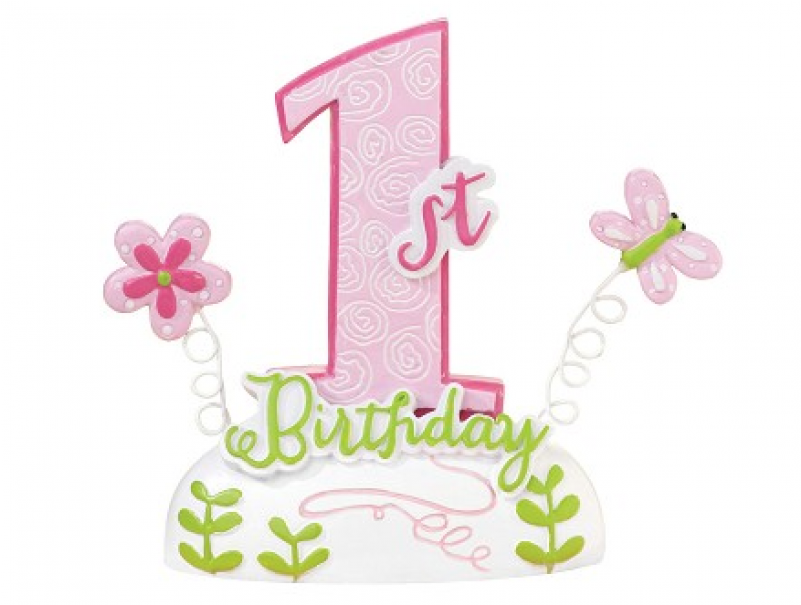 1st Birthday Cake Topper Blue Or Pink - Baby Girl 1st Birthday Clipart (800x800), Png Download