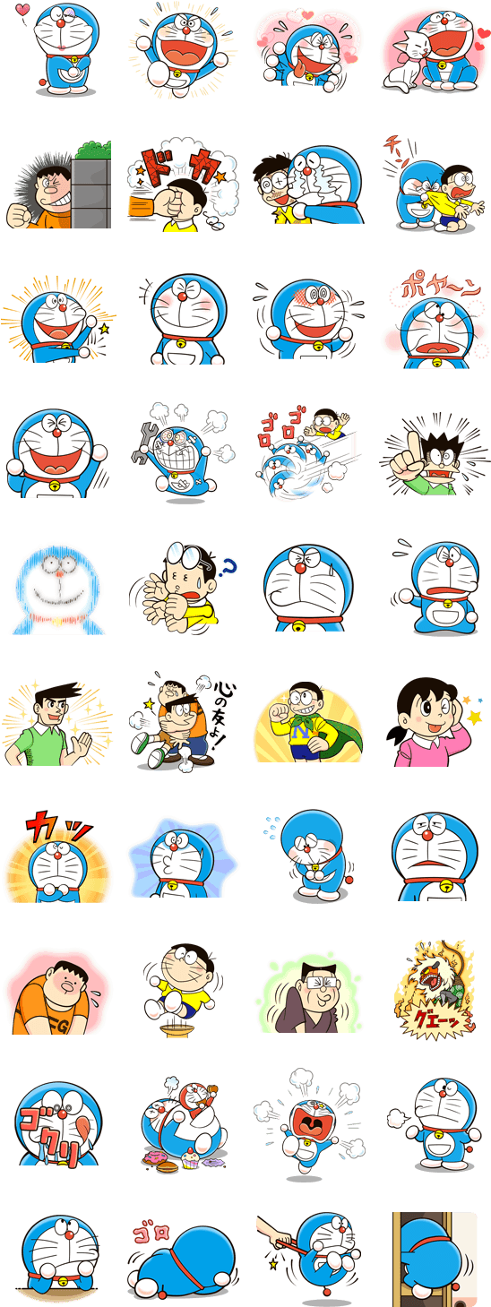 Doraemon's Many Emotions By Fujiko-pro - Doraemon Stickers Line Clipart (562x1500), Png Download