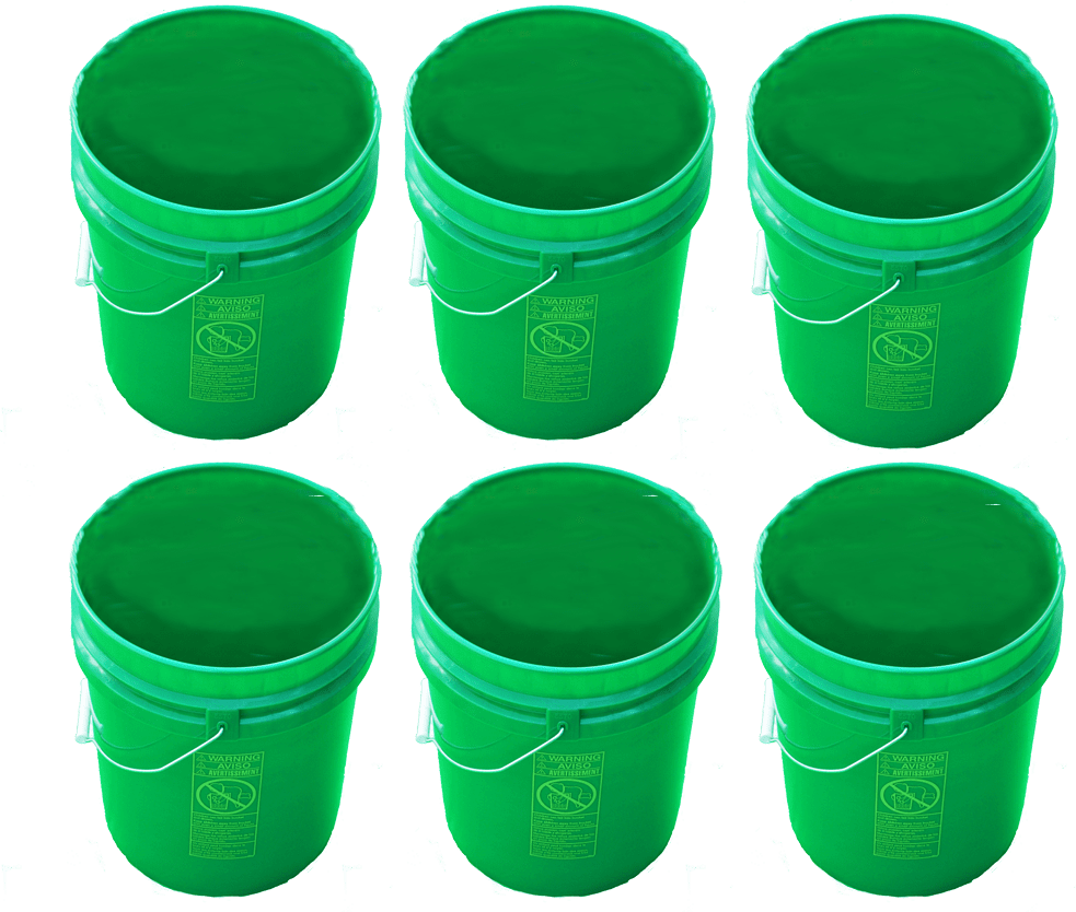 5 Gallon Plastic Buckets Green Six Pack 5 - Plastic Clipart (983x834), Png Download