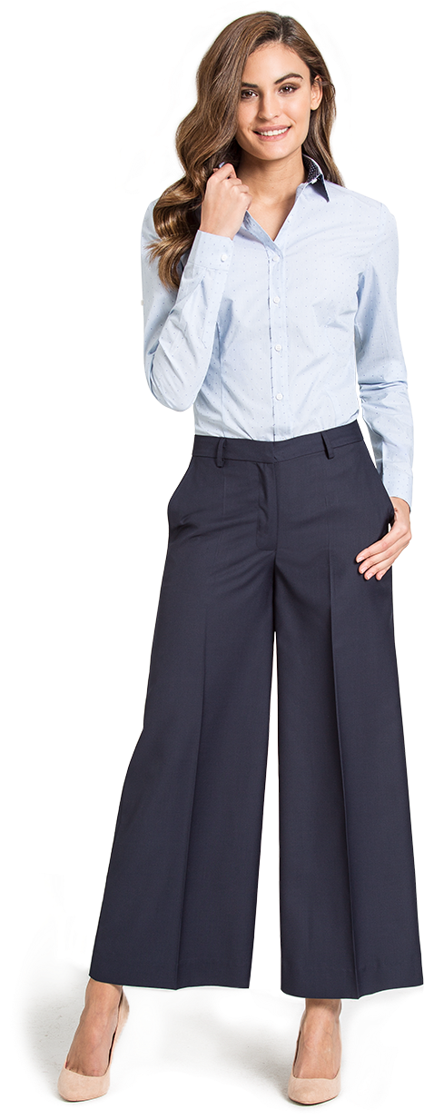 Blue Women's Dress Shirt - Shirt With Pants For Women Clipart (483x1233), Png Download