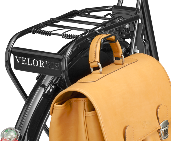 Velorbis Rear Carrier With Hook For Bag - Bicycle Leather Briefcase Carrier Clipart (600x600), Png Download