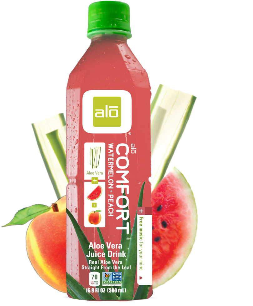 Alo Comfort Watermelon Peach - Aloe Vera Drink Watermelon And Peach Clipart (810x978), Png Download