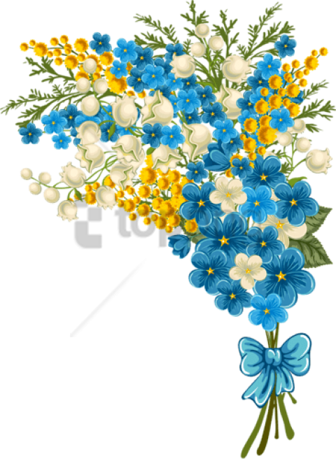 Free Png Flower Bouquet Icon Png Image With Transparent - Png Flowers Yellow & Blue Clipart (480x656), Png Download