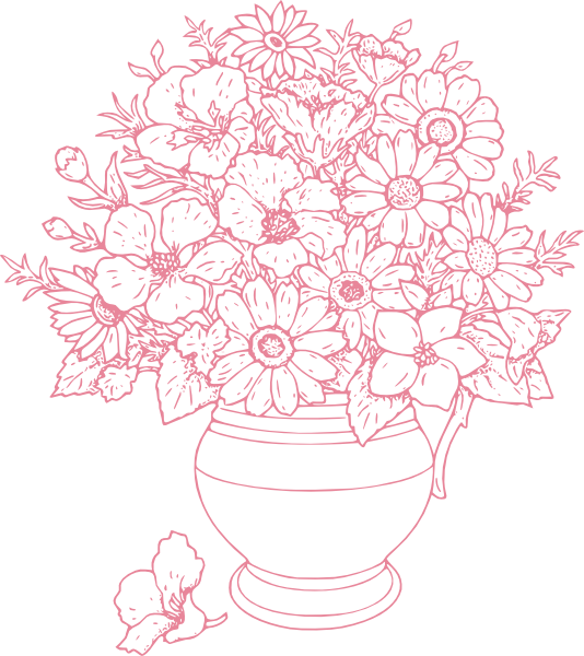 Bouquet Of Flowers Outline Clipart (534x600), Png Download
