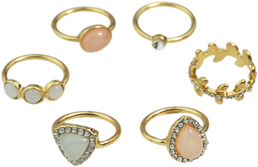 Faux Opal Rhinestone Water Drop Rings - Earrings Clipart (558x744), Png Download