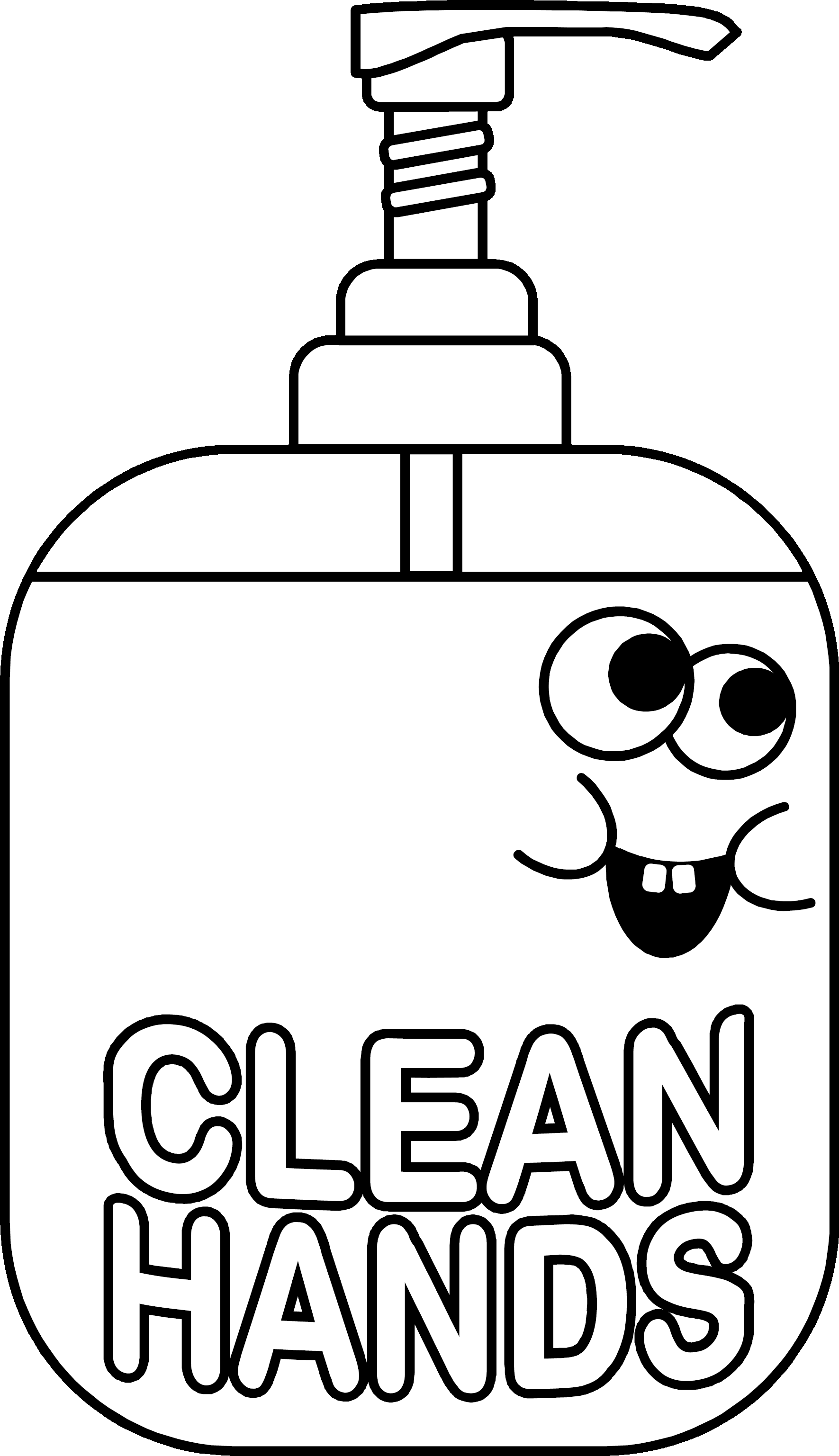 Washing Hands Clipart Black And White - Hand Sanitizer For Coloring - Png Download (1771x3074), Png Download