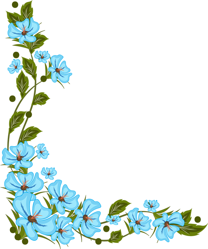 Flowers, Painting Illoustrator, Png File - Blue Flowers Border Png Clipart (693x829), Png Download