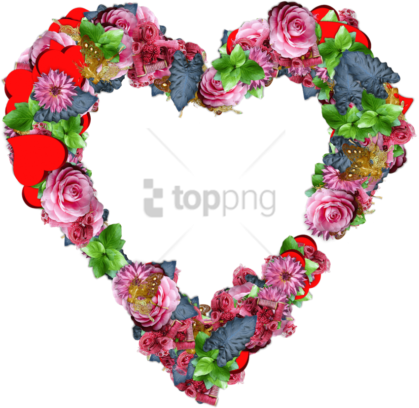 Free Png Download Heart Made Of Colourful Flowers Png - Heart Flowers Png Clipart (850x828), Png Download