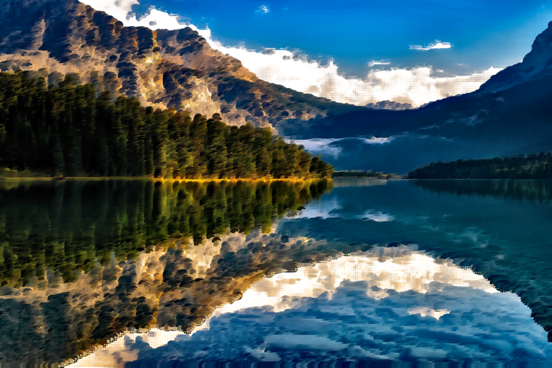 Landscape Painting Reflection Scenic Landscapes, Water - Canada Physical Geography Clipart (1124x750), Png Download