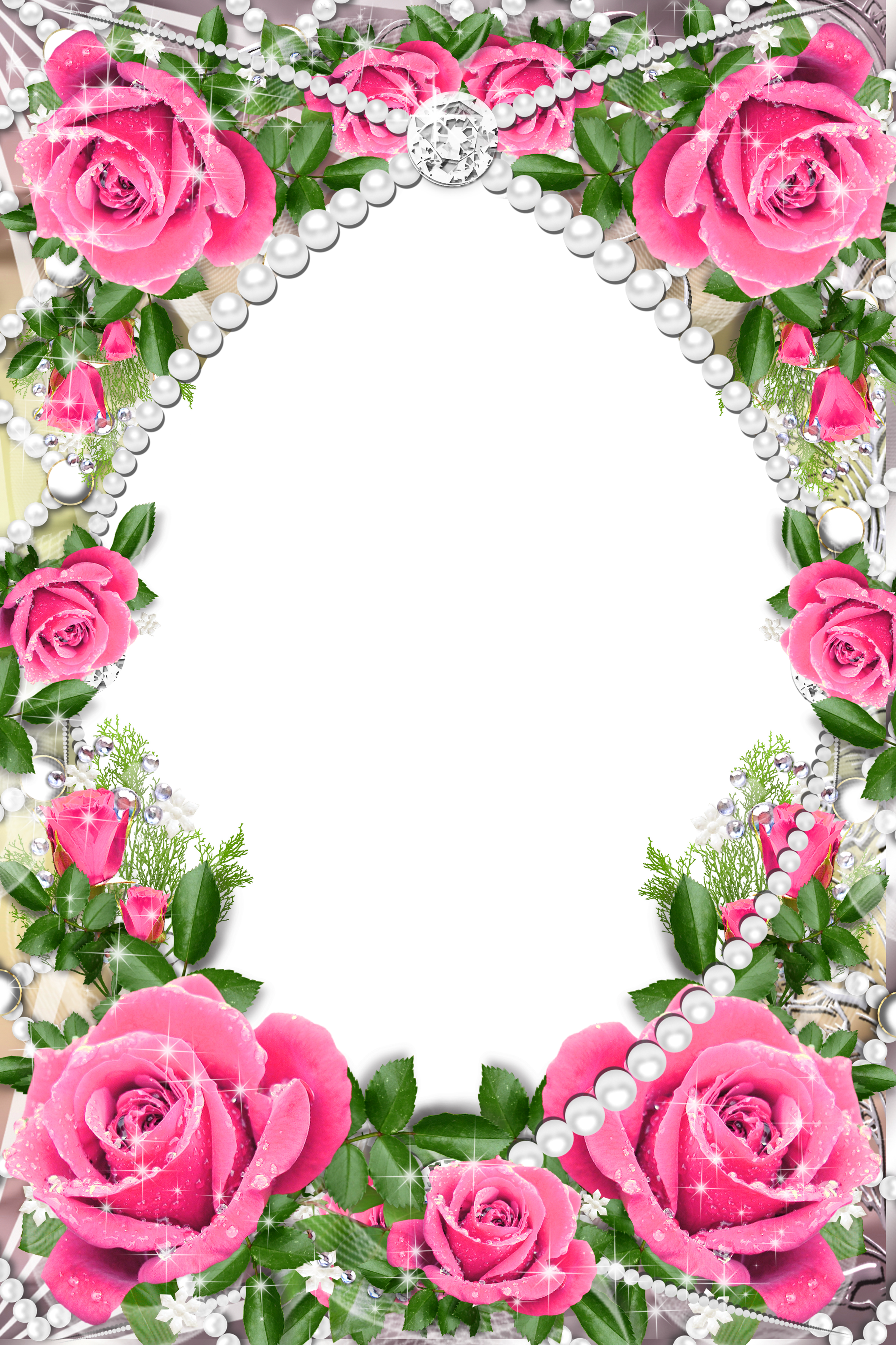 Pink Rose Photo Frame Clipart (2362x3543), Png Download