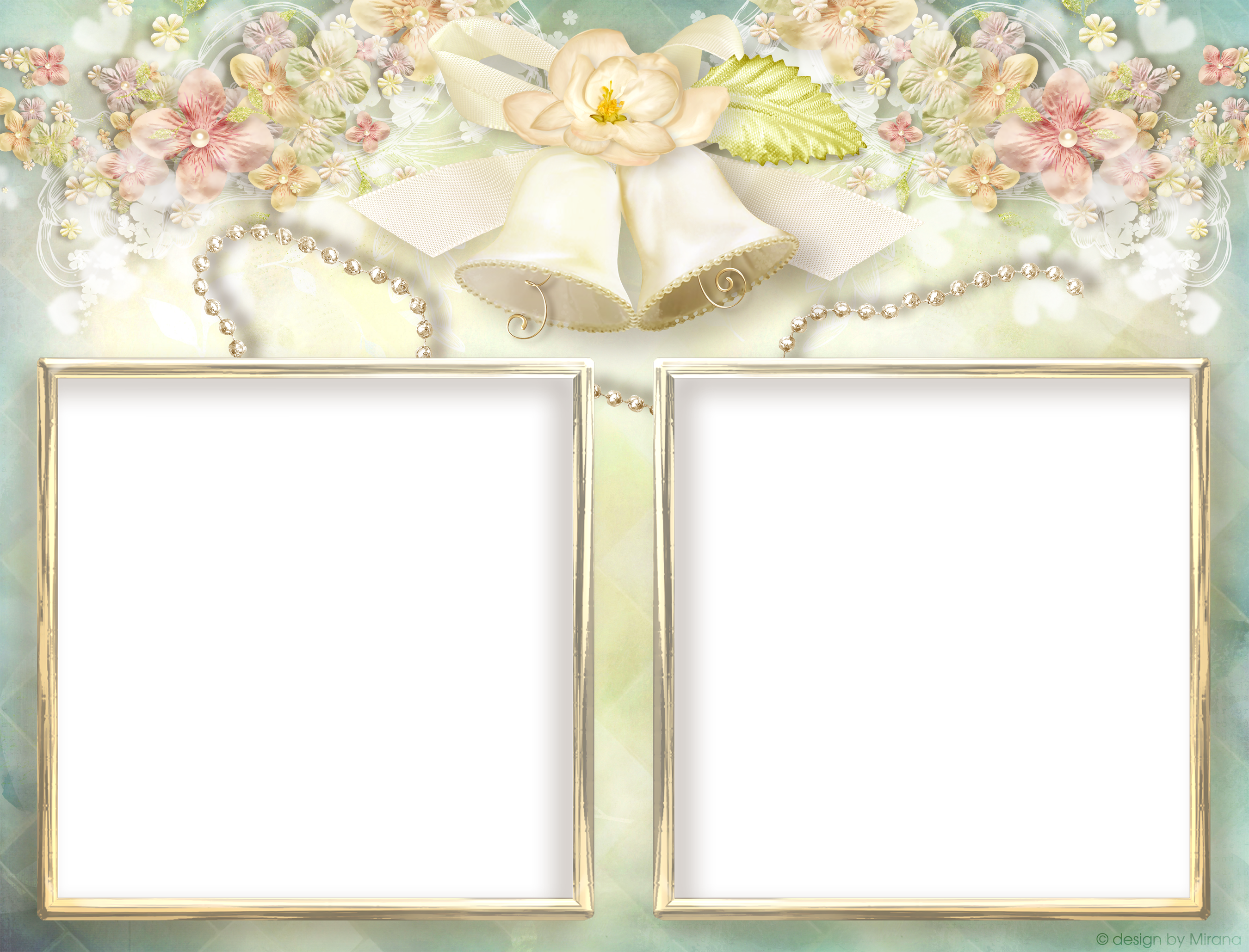 Soft Transparent Double Wedding Frame - Double Frames Transparent Clipart (2700x2059), Png Download