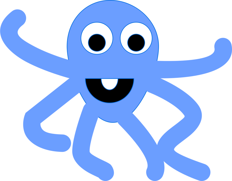 Octopus Human Behavior Smiley Logo Animated Cartoon Clipart (965x750), Png Download