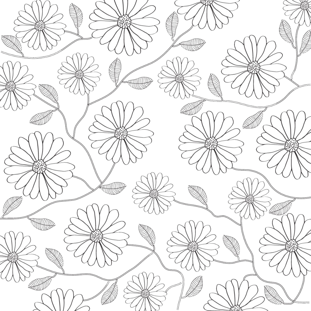 Black And White Flowers Background - Black Floral Background Png Clipart (1024x1024), Png Download