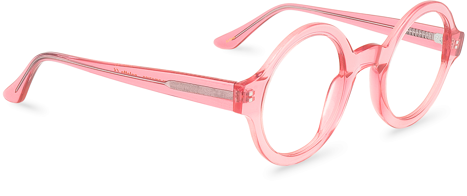 Corner View Of Arthur Round Glasses Made From Pink - Plastic Clipart (1800x1200), Png Download