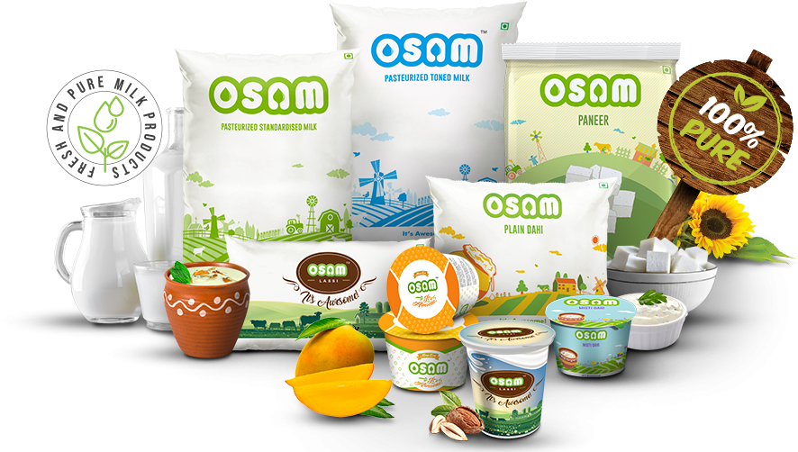 Pure Milk From The Villages - Osam Dairy Clipart (1005x503), Png Download