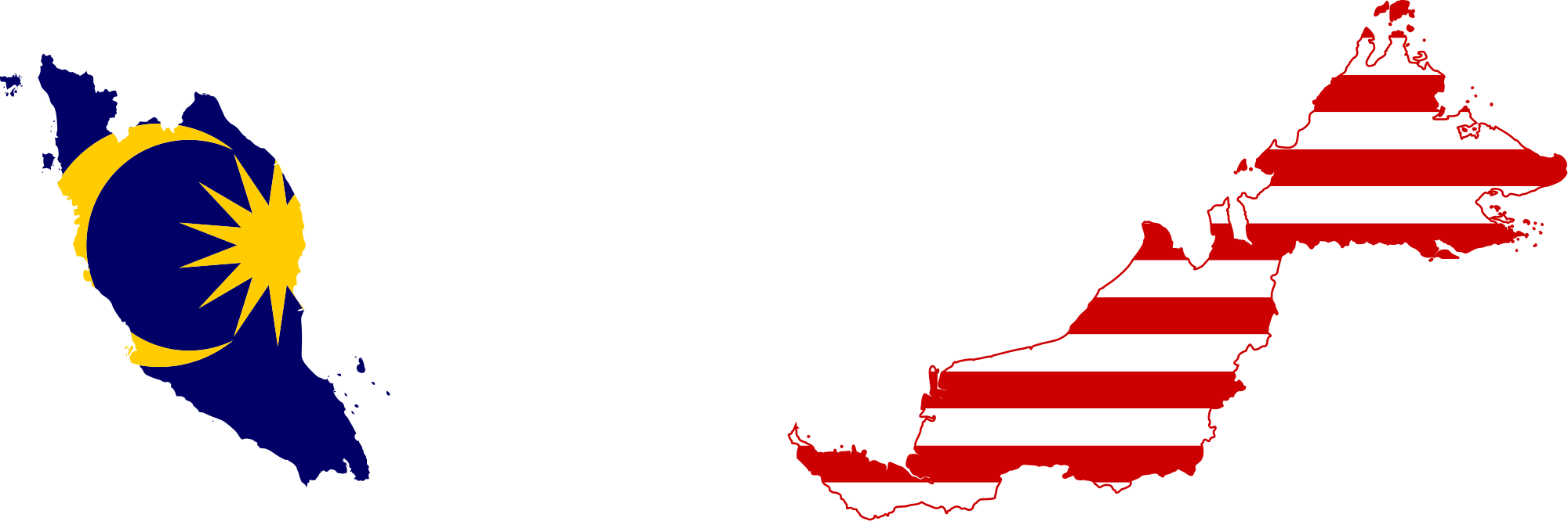 Malaysia National Flag Png - Malaysia Flag Map Clipart (2000x666), Png Download