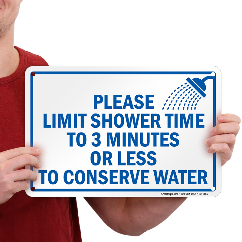 Limit Shower Time To Conserve Water Sign Sign Clipart Large Size