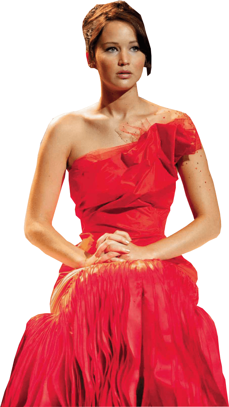 Jennifer Lawrence Red Dress - Katniss In Her Dress Clipart (1016x1360), Png Download