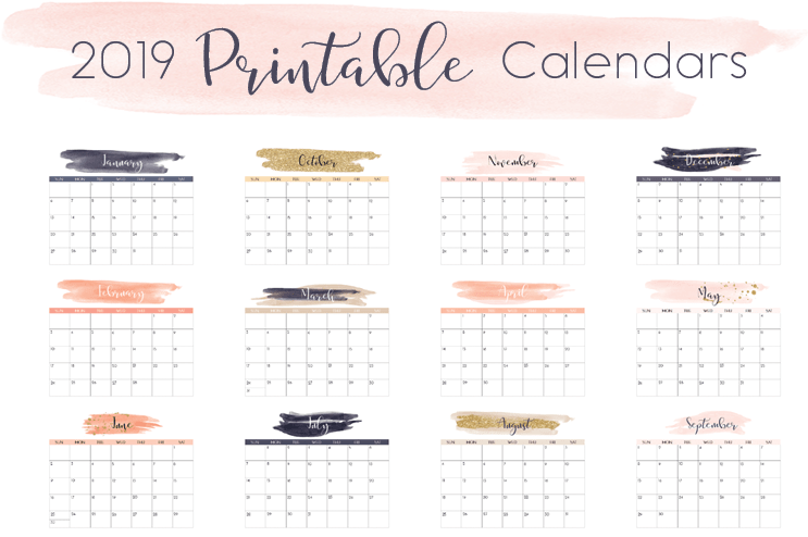 Free 2019 Printable Calendars - Paper Clipart (792x552), Png Download