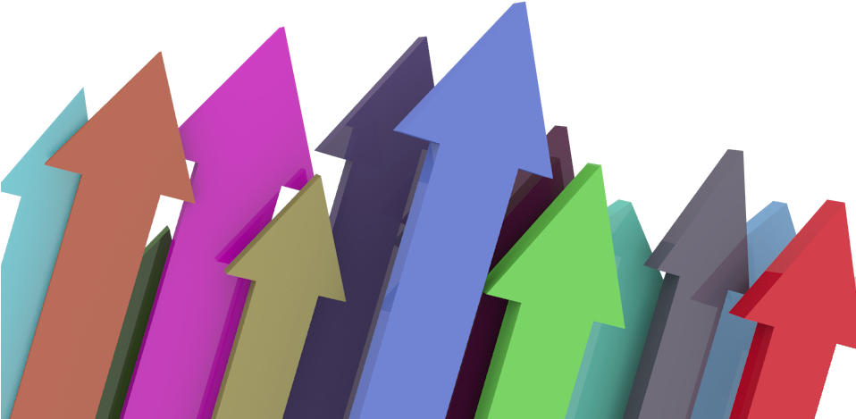 A Group Of Colored Arrows Pointing Up - Arrows Up Clipart (960x500), Png Download