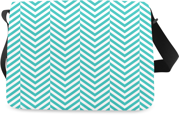Turquoise And White Classic Chevron Pattern Messenger - Shoulder Bag Clipart (800x800), Png Download