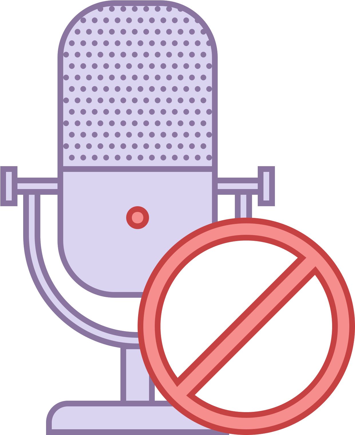 Microphone Icon Free Download - Microphone With A Line Through Clipart (1600x1600), Png Download