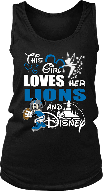 This Girl Loves Her Detroit Lions And Mickey Disney - Shirt Clipart (1000x1000), Png Download